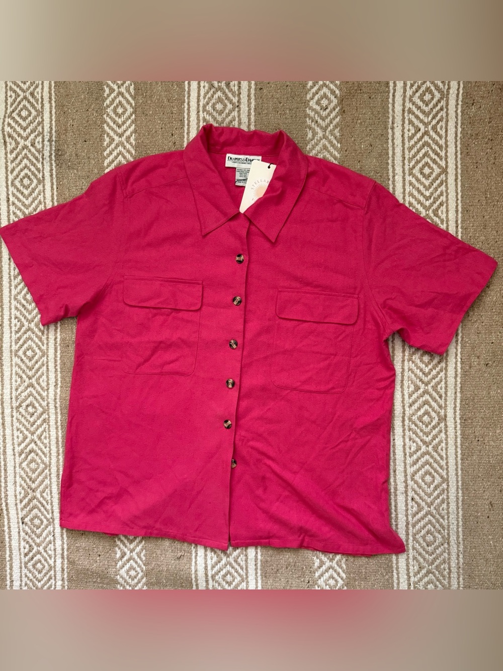 Vintage Hot Pink Short-Sleeve Button-Down Shirt